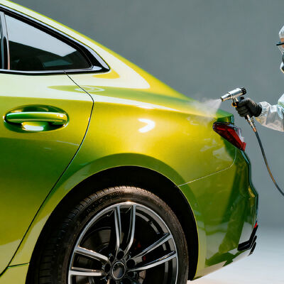 Meklon Emerald Yellow Refinish Acrylic Liquid Coating Cat mobil untuk aplikasi semprot dan perbaikan mobil